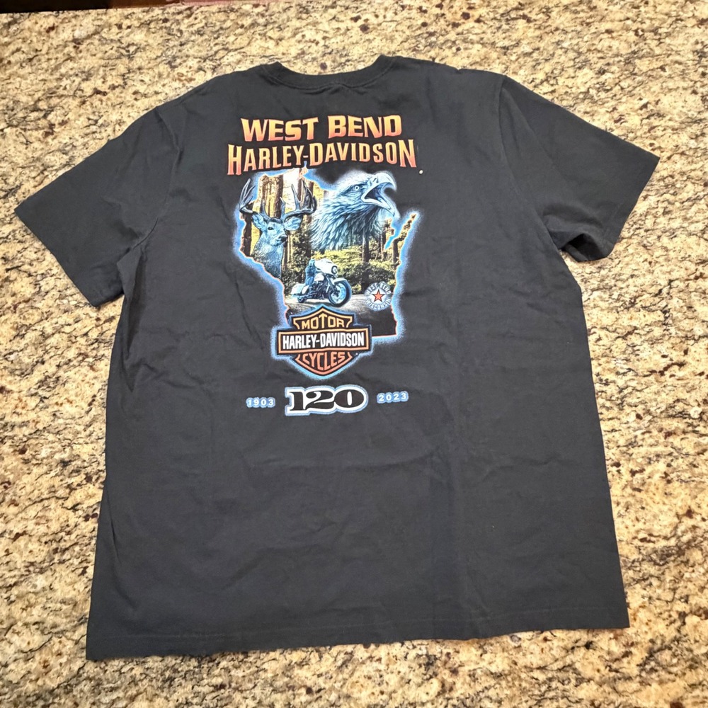 Harley-Davidson West Bend 120th Anniversary T-Shirt Mens XL Black ws